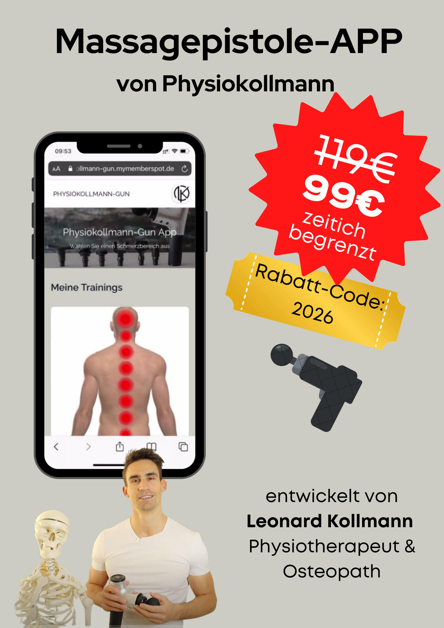 Physiokollmann Massagepistole-App